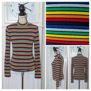 Rainbow Long Sleeve Mock Neck Top